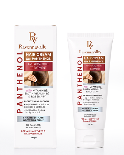 Ravenna Valley Hair Cream with Panthenol in a white tube shown with its box