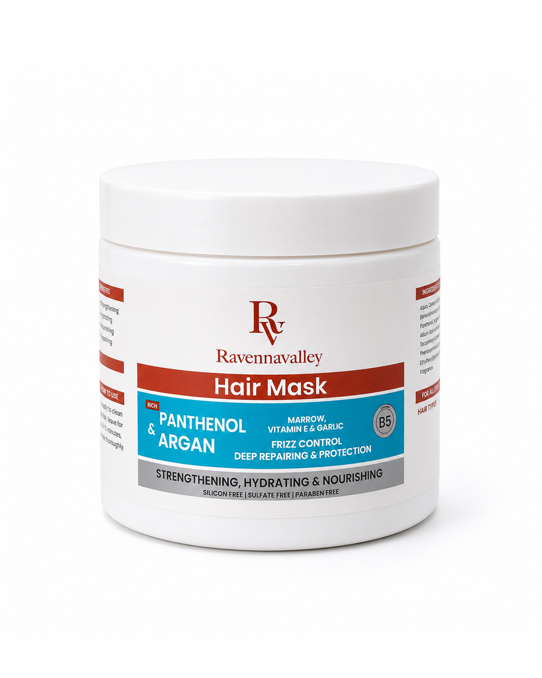Ravenna Valley Hair Mask with Panthenol &amp; Argan in a white jar